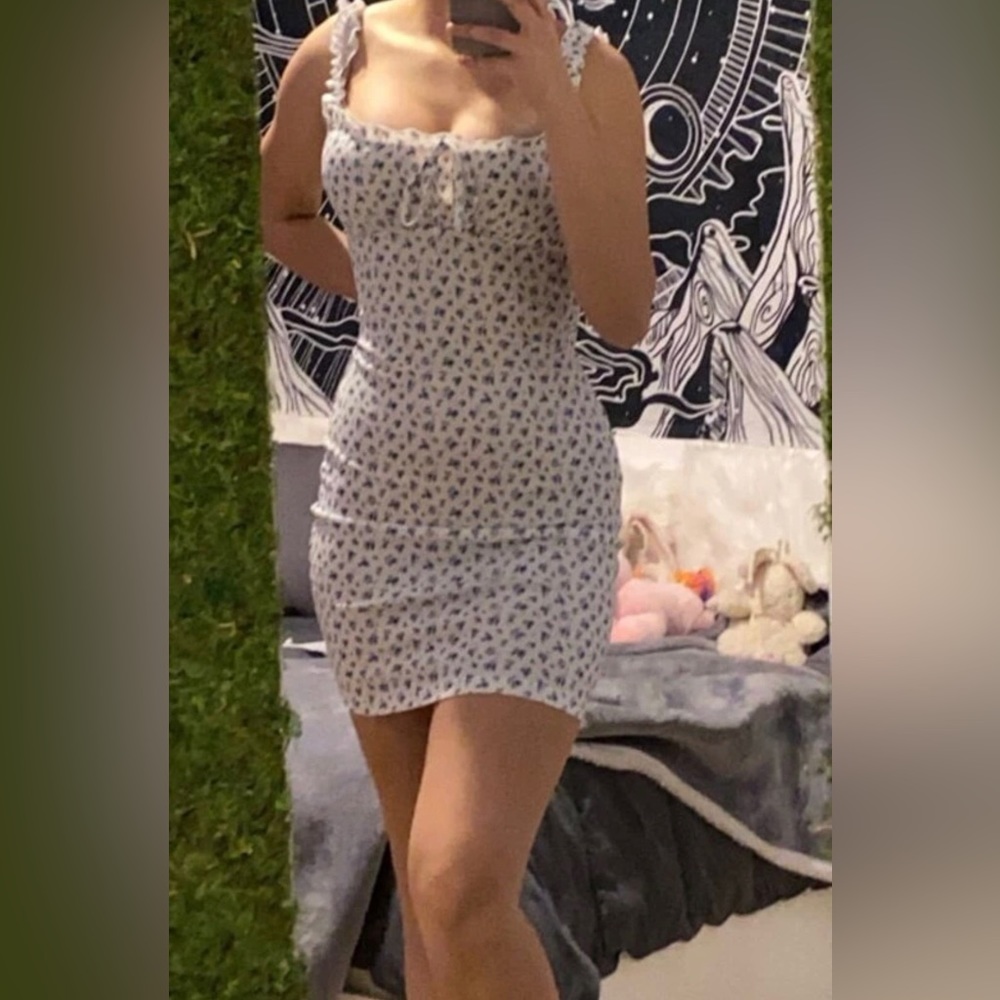 SHEIN Blue and White Floral Mini Dress - Picture 7 of 7